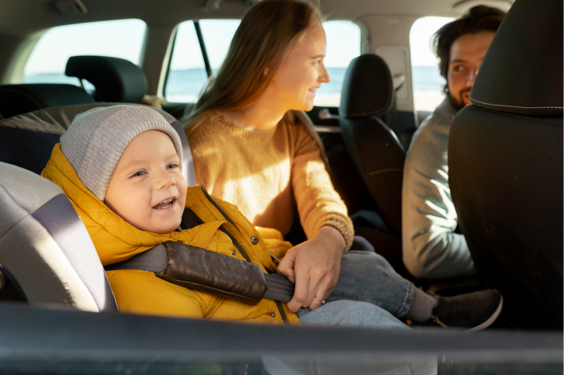 Family enjoying road trip